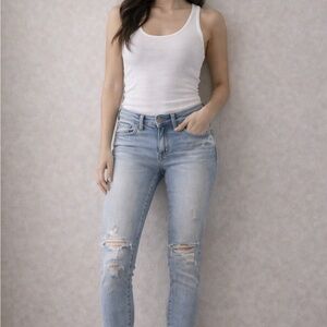 Studio Blue Distressed Skinny Jeans Women Size 25 Light Wash Stretch Ripped